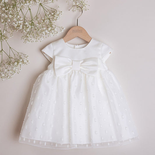 Cream dress with embroidered dots