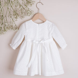 Cotton dress with delicate embroidery and long sleeves